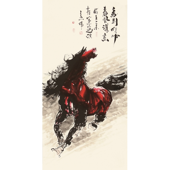 【已售】山东美协王杰四尺竖幅动物画《马到成功》