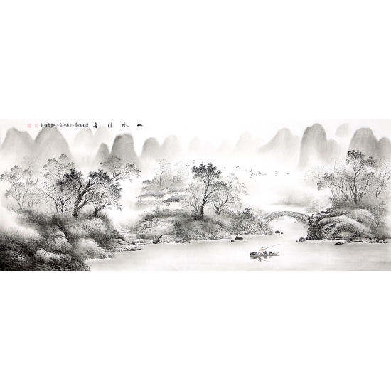 【已售】国家一级美术师陈厚刚六尺山水画《山水清音》