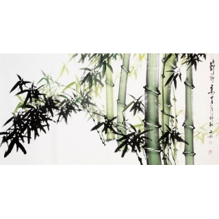 【已售】吴山雨四尺横幅竹子画《节节高》