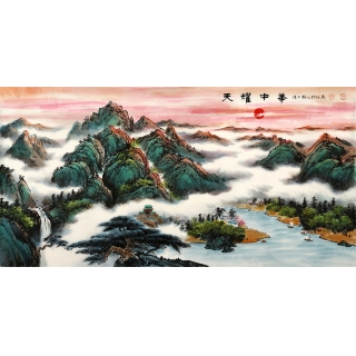 国家一级美术师张天成山水画作品《天耀中华》