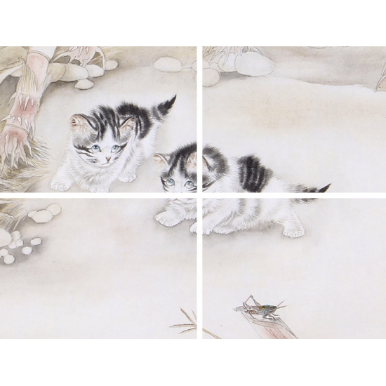 【已售】马作武工笔斗方动物画猫《猫趣图》
